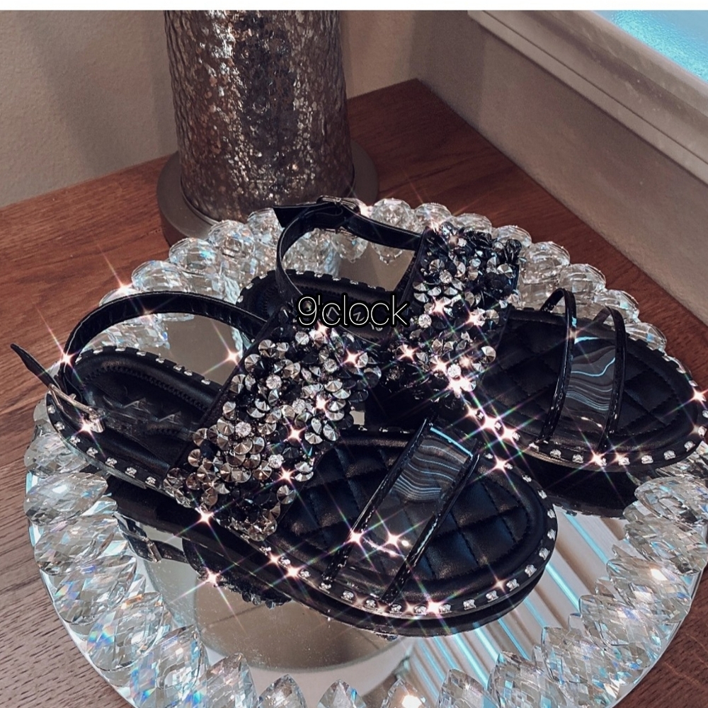 Just In 💓Julia BLACK SANDALSparkling - Picture 2 of 3